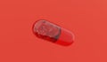 Love pill. Love tablet. ÃÂ¡apsule with hearts on red background. 3D rendering.